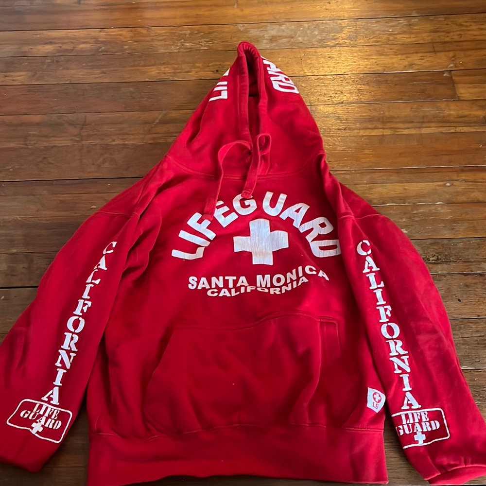 red lifeguard sweatshirt- santa monica california size L
